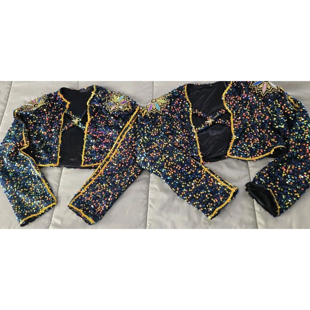 Vintage Sequin Performance Jackets Lot 2 Youth L And XL Dance Skating Stage Pair
